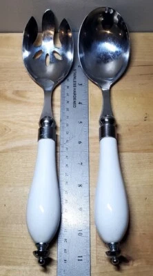 Godinger 11" plateado 2 piezas Juego de servir azafata con mango de porcelana Foto 1 de 4