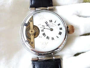 WORKING MARRIAGE HEBDOMAS RARE HORIZONTAL POCKET WATCH CONVERSION WRISTWATCH - Picture 1 of 12
