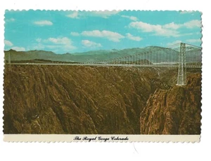 Royal Gorge Suspension Bridge Colorado Arkansas River cartolina d'epoca smerlata - Foto 1 di 2