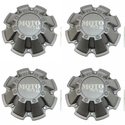 4x NEW Moto Metal Satin Gray Wheel Center Caps w/ Screws 5/6/8 Lug MO962 MO200 - Image 1 of 2