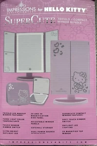 Impressions Vanity Hello Kitty TriFold LED and Compact Makeup Mirror Pink New - Picture 1 of 3
