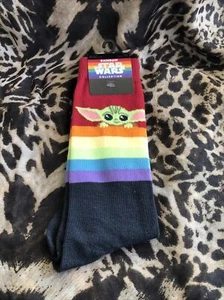 NWT 1 Pair STAR WARS RAINBOW COLLECTION SOCKS LGBTQ PRIDE BABY YODA - Picture 1 of 5