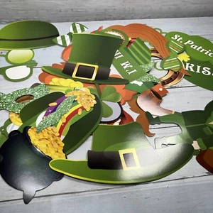 New St Patricks Day Photo Props 55 Pc Green Hat Glasses Silly Photo Booth Party - Picture 1 of 8