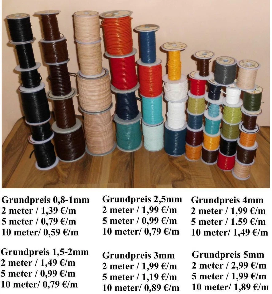 Rind Büffel Lederband Lederschnur 0,8 1 1,5 2 2,5 3 4 5 mm viele Farben  - Bild 1 von 1