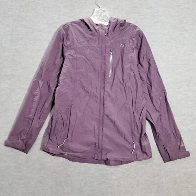 Chaqueta cortavientos Paradox para mujer mediana púrpura cremallera completa con capucha bolsillos de nailon Foto 1 de 4