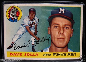 1955 Topps DAVE JOLLY #35 Baseball Card-VG/EX Condition-MILWAUKEE BRAVES - Picture 1 of 2