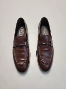 Zapatos Mocasines TOD'S Horsebit de Cuero Marrón Oscuro Talla 9 D Hechos en Italia - Imagen 1 de 7