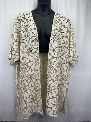 Traje de baño Anne Klein marfil/beige con abertura lateral de encaje para mujer talla L-XL USADO EN EXCELENTE ESTADO Foto 1 de 4