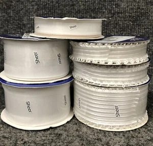 Lot Of 6 Vintage Sheer White Spools Ribbon Bridal Elegance(3) 1 1/2” & (3) 5/8” - Picture 1 of 10