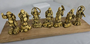 Estatuillas japonesas de los siete dioses de la suerte celuloide o plástico 1900 1930 vintage 7 - Imagen 1 de 17