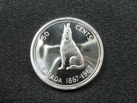 old world SILVER Proof like coin CANADA 50 cents 1967 KM69 "wolf" (73) Cover