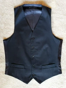 DOCKERS Men's Dress Suit VEST Black Pinstriped Size S Polyester Adjustable Back - Picture 1 of 11