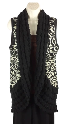 Cárdigan Suéter Cato Talla M Mediano Negro Tostado Cuello Alto Abierto Suroeste Foto 1 de 4