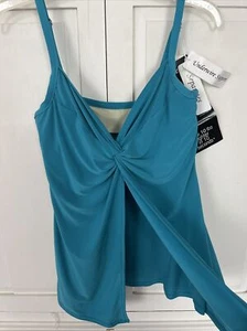 NEW Miraclesuit Tankini Swim Suit Top Lagoon Blue Love Knot Size 8 - Picture 1 of 5