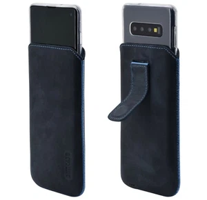 Suncase Étui en Cuir Sac en Bleu + Silicone pour Samsung Galaxy S10 Plus - Photo 1/7