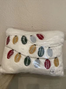 Pottery Barn Kid Merry and Bright light up SHERPA velvet lumbar Pillow Christmas - Picture 1 of 4