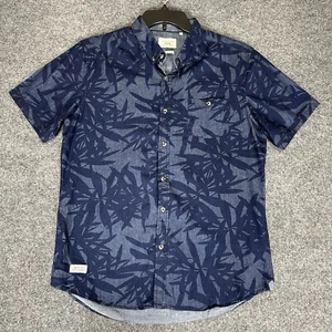 7 Diamonds Shirt Mens Large Blue Floral Short Sleeve Geometric Button Up Adult - Picture 1 of 6