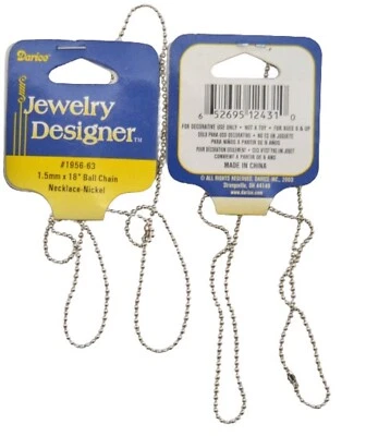 Lote de 2 nuevos collares de níquel cadena bola de 1,5 mm x 18" descuento en más tienen 4 lotes Foto 1 de 3