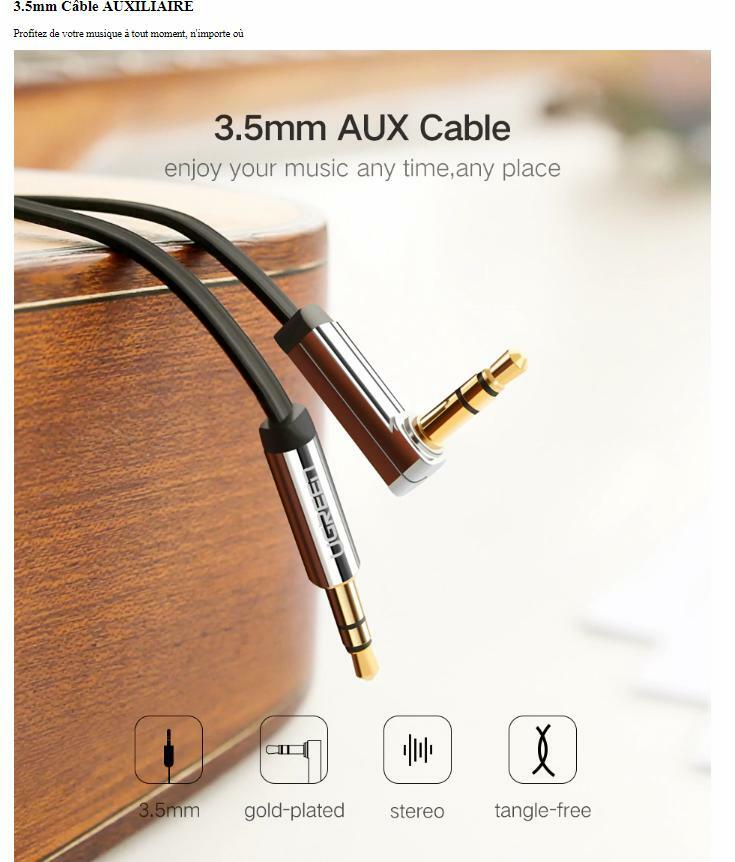 Rallonge Jack Audio 3.5mm UGREEN 1m - Câble Extension Mâle Vers Femelle Haute Qualité