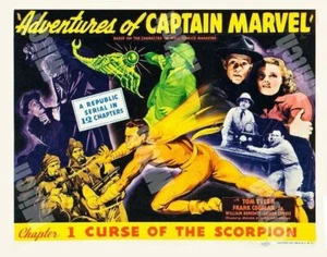 CAPTAIN MARVEL CURSE OF THE SCORPION 1941 CHAPT 1 - 11 x 14 TRUCOLOR TITLE CARD - Picture 1 of 1
