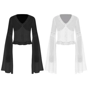 Women Blouse Flower Tops Summer Cardigan Ice Silk Cropped Daily Gothic Pattern - Picture 1 of 31