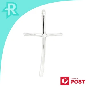Curved Crucifix Cross Sterling Silver 925 Pendant - Foto 1 di 6