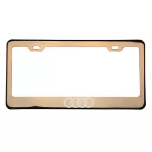 Rose Gold Laser Etched Audi Logo License Plate Frame w/cap T304 Stainless Steel - Bild 1 von 10