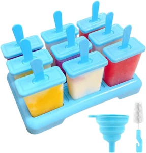 9 Cavities Popsicles Molds, without BPA Popsicle Molds with Built-In Popsicle St - Picture 1 of 12
