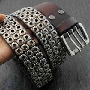 Cintura uomo vera pelle punk biker borchie cintura rock rivetto fibbia cintura - Foto 1 di 17