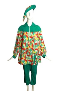 Conjunto de bata de pintores de la década de 1940 de 3 piezas, talla 10 - Imagen 1 de 7