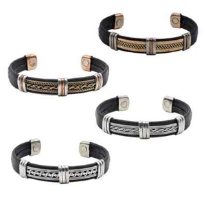 Bracciale Magnetico In Pelle Solida Avvolto Uomo e Donna Energia Sollievo dal Dolore - Foto 1 di 6