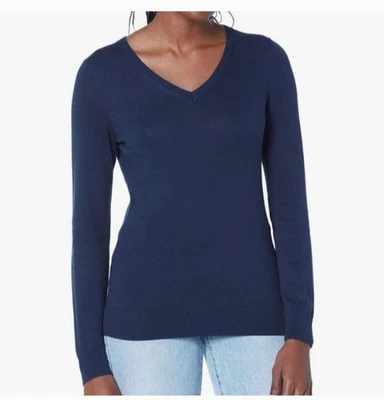 Amazon Essentials Womens Sweater Pullover Lightweight Long-Sleeve V-Neck Blue XL Foto 1 de 4
