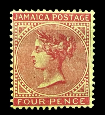 Jamaica QV SG22, 4d Corona Rojo-Naranja CA, Perf 14, MH, Cat 450 £ Foto 1 de 2
