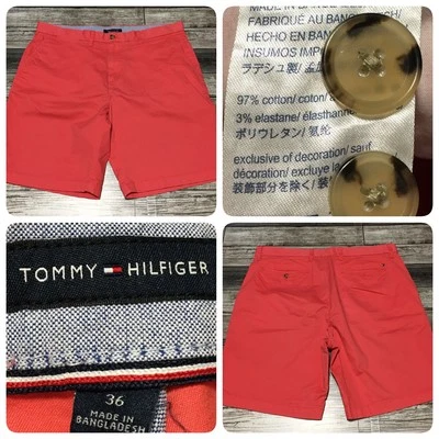Pantalones Cortos Chinos Tommy Hilfiger Para Hombre 36 Rosa Salmón (Entrepierna 8.5) Elásticos Foto 1 de 4