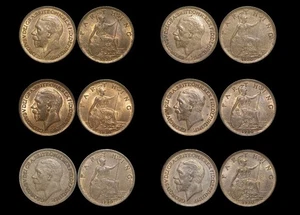 George V Bronze Farthings Lot of 6 (1910-1936) - UNC, Some Lustre, Minor Spots - Picture 1 of 1