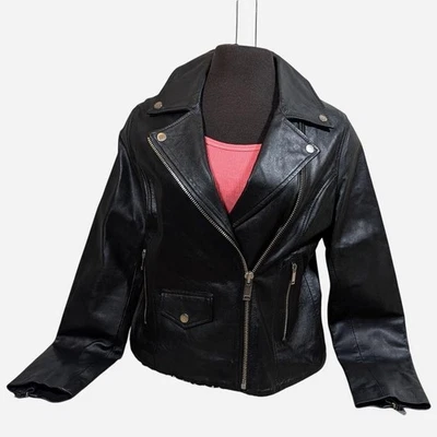 Chaqueta negra de cuero de oveja original Barneys para mujer talla 12 Foto 1 de 4