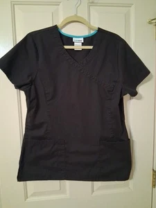 Scrubstar Womens SZ M Black Short Sleeve Scrub Top 2 Pockets - Picture 1 of 5