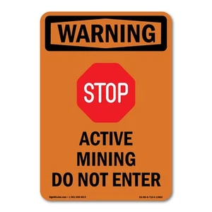 Active Mining ANSI Warning Sign Metal Plastic Decal - Picture 1 of 5