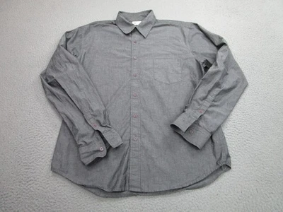 Camisa AG Para Hombres Grande Gris Abotonada Manga Larga Bolsillo Clásica Informal Algodón Foto 1 de 4