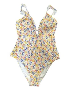 Shade & Shore Damen Rüschen Schulter Ausschnitt Einteiler Badeanzug Blumenmuster Medium - Bild 1 von 3