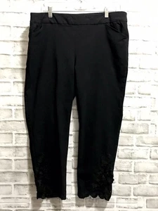 INC International Concepts schwarze Leggings hoher Bund kurz geschnitten Häkelsaum Größe 16W - Bild 1 von 24
