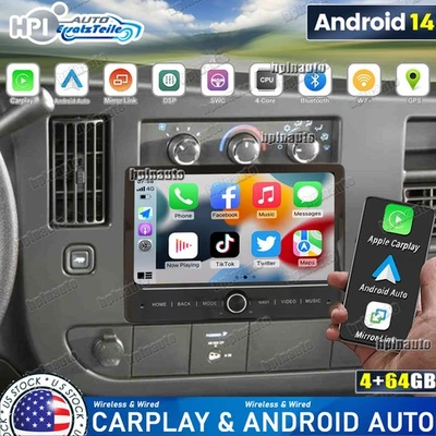 Radio estéreo 10" para Chevrolet Express 2008-2024 Android 14 Carplay DAB+ GPS RDS Foto 1 de 4