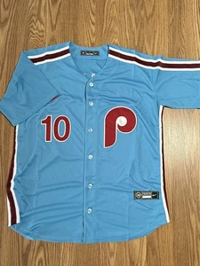 Maglia Philadelphia Phillies #10 JT Realmuto blu cucita per adulti nuova con etichette - Foto 1 di 6