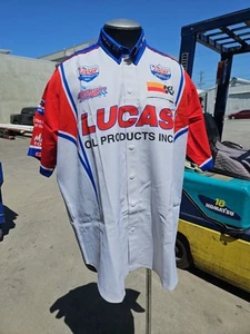 MORGAN LUCAS TOP FUEL DRAGSTER PIT CREW BUTTON UP SHIRT GR XL - Bild 1 von 9