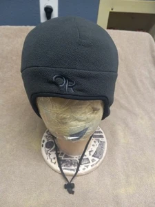 Outdoor Research gray & Black Windstopper Fleece Peruvian Hat Ear Flaps Size S - Picture 1 of 8