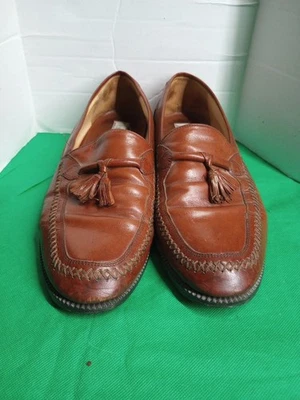 Stanley Blacker Loafer Shoes Mens Size 10.5 Brown Leather Tassel Italy 3287/6 - Image 1 of 4
