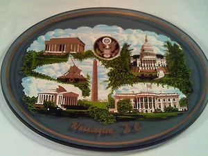 [Q22] 8 1/2" OVAL 'Smoked' Glass COLLECTOR PLATE Washington D.C. - Picture 1 of 4