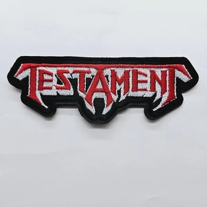 PARCHE BORDADO TESTAMENTO rojo y blanco con logo en forma - Imagen 1 de 1