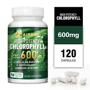 Chlorophyll Capsules 600mg-Antioxidant,Immune Support,Skin&Internal Deodorant - Picture 1 of 12