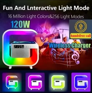 Multifunction Wireless Charger Stand Bluetooth 5.0 Speaker FM TF RGB Night Light - Picture 1 of 6